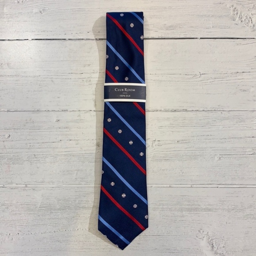Club Room Blue Red Stripe Golf Men’s Skinny Tie